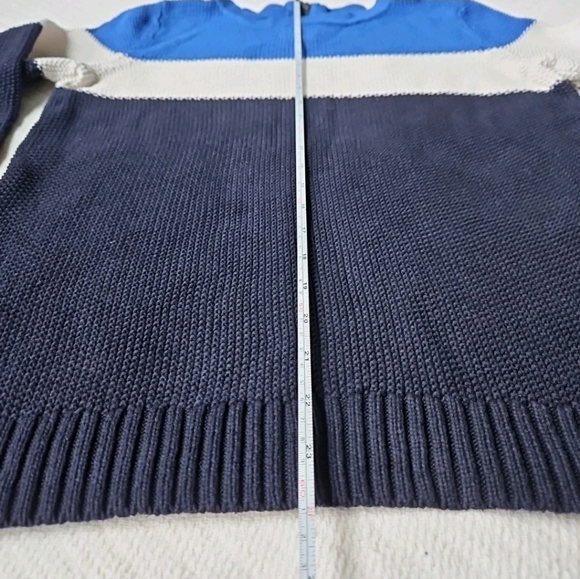 Talbots Color Block Sweater Size M Blue White Orange Knit - Picture 4 of 7